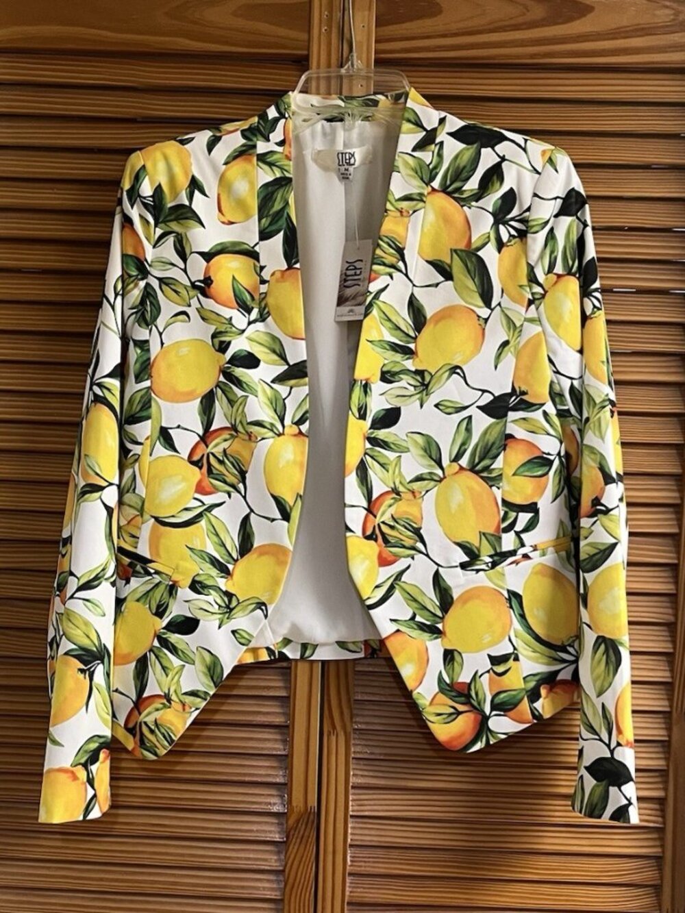 STEPS WOMEN CROPPED PRINTED COLLARLESS BLAZER SIZE M/S Runs Small